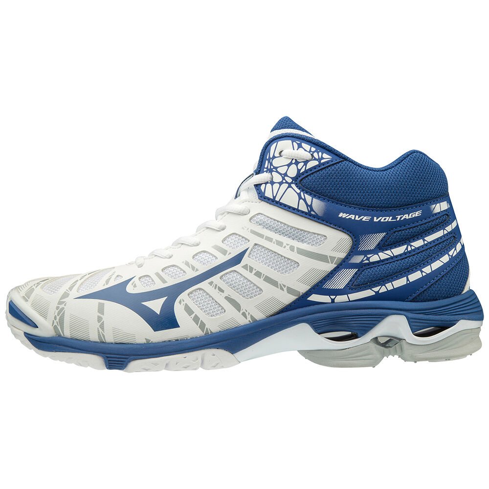 Mizuno WAVE VOLTAGE MID - Bayan Voleybol Ayakkabısı - Beyaz/Mavi Türkiye (GZNALE-341)